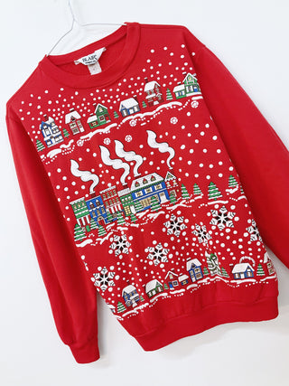 GOAT Vintage Red Holiday Pattern Sweatshirt    Sweatshirts  - Vintage, Y2K and Upcycled Apparel